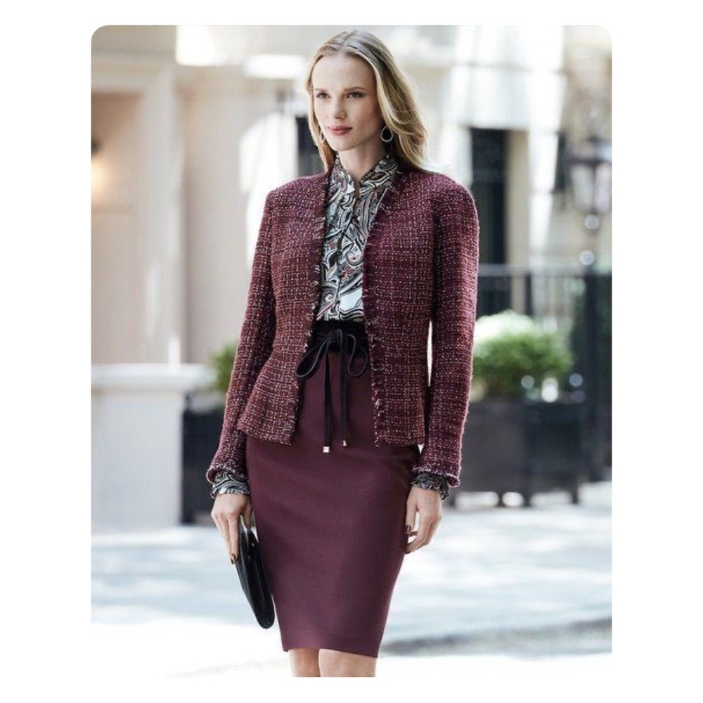 ★ WHBM Tweed Detail Sweater Jacket - Peplum ★